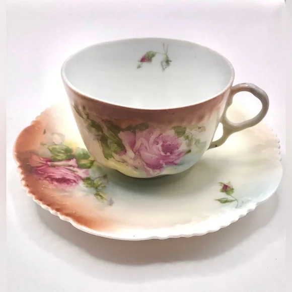 Rosenthal Floral Porcelain Tea Cups and Saucers - Antique - Picture 11 of 12